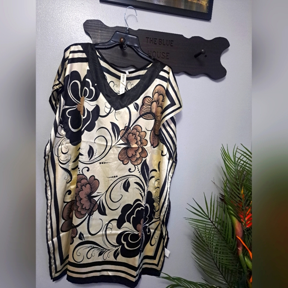 Relax Floral Print Silky Feel Kaftan Size Meduim